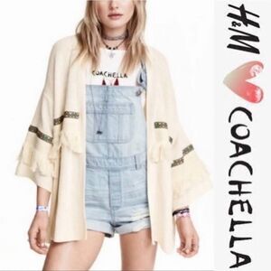 Coachella Official H&M Collab Festival Open Knit Western Fringe Hippie Open Fron